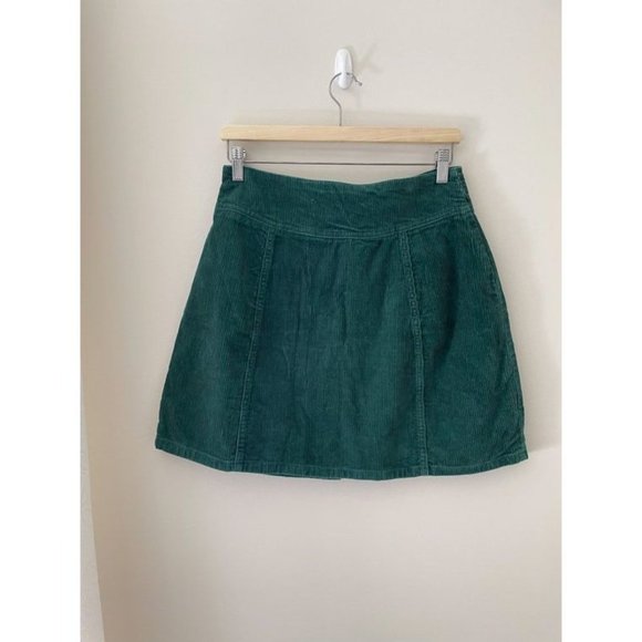 Women’s Vintage 90s Emerald Green Corduroy Button Front Skirt Academia Aesthetic - Picture 7 of 8